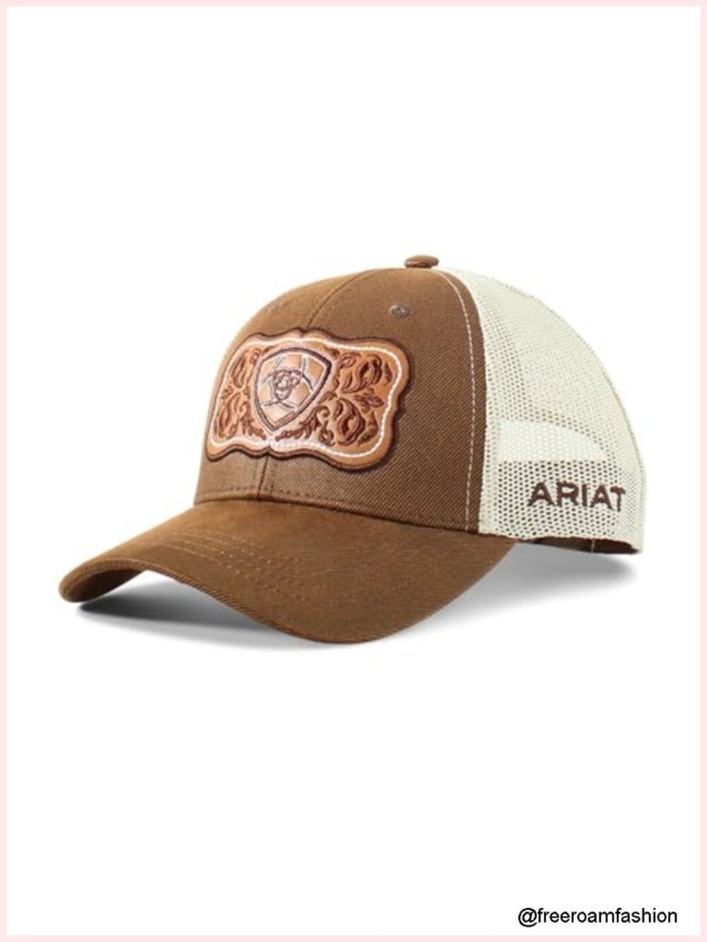 Women's Trucker Cap with Leather Floral Patch Snapback Closure